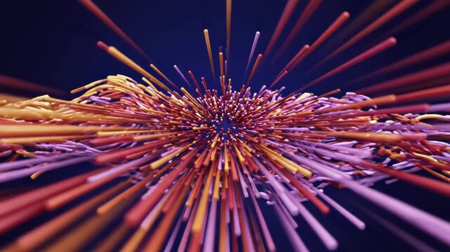 Abstract motion background with colorful glowing light streaks and particles