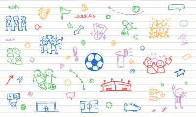 Obraz premium Horizontal Minimal Football Game Lined Paper Pattern
