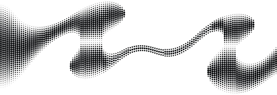 Halftone wave dot pattern, abstract background, curve, customizable, vector