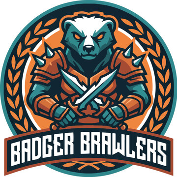 Badger Brawler: Badger Brawler Dual Blade Arena Fighter Logo