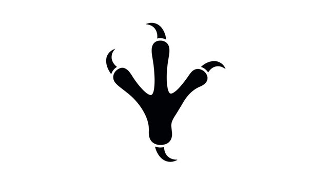 Owl Footprint Silhouette vector icon, Black Eagle or Hawk Talon Silhouette, Predatory animal foot print isolated on white background, owl, bird, claw, footprint, vector, eagle, hawk, talon, silhouette