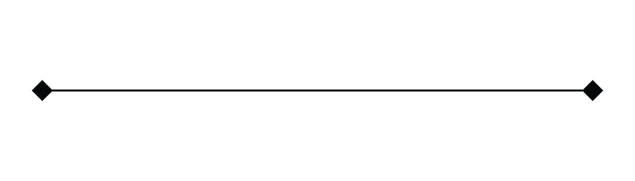 Thin straight solid horizontal divider line with basic diamond ends for clean minimal header section layouts