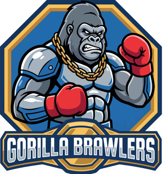 Gorilla Brawlers: Gorilla Brawlers Boxing Ape Heavyweight Mascot Logo