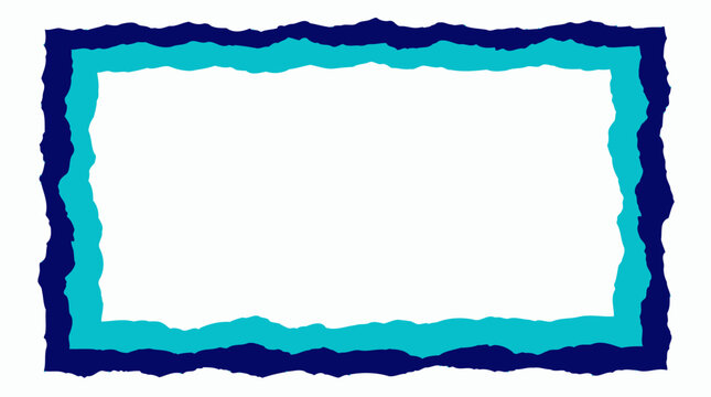 Abstract teal and navy blue border frame. Decorative rectangular edge for digital design.