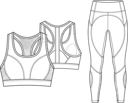 Sports bra and leggings technical athletic wear fitness clothing