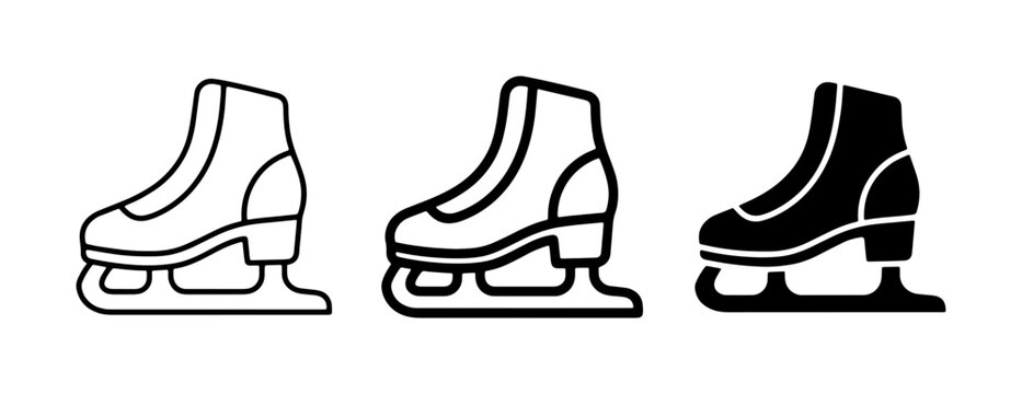 Ice Skate Icons Set: Figure Skating Boots, Winter Sport Equipment, Vector Graphics