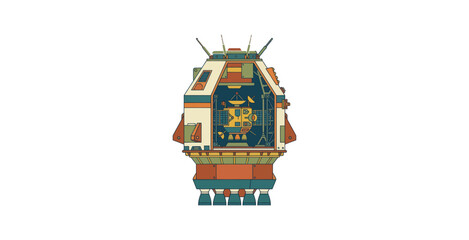 Spacecraft with Internal Satellite Vector Illustration © Arus LMH