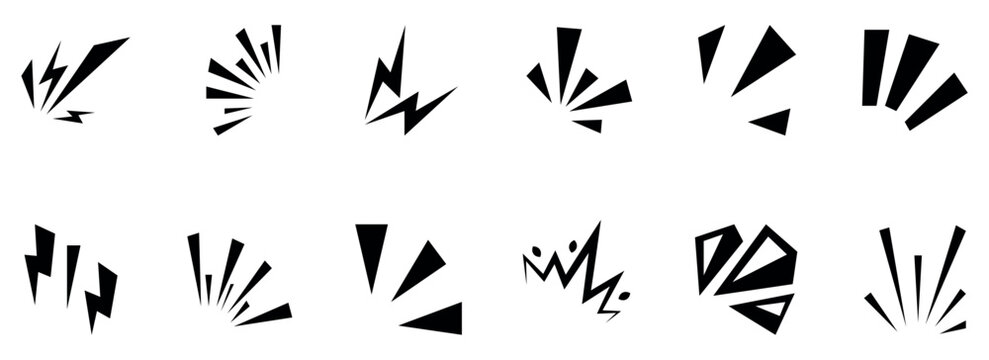 comic effect shape with pop art style. Comic book explosion elements burst icons on transparent background.