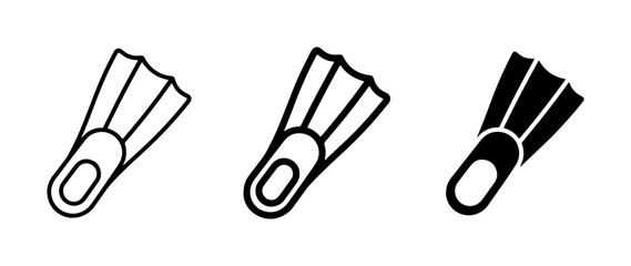 Diving Fins Vector Icons Set: Snorkeling, Swimming, Scuba Gear, Water Sports Equipment © Santo