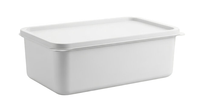 Empty white plastic storage box