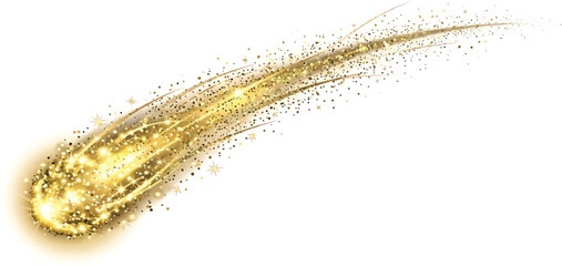 Golden glittering comet streak with cosmic dust against a white background vector illustration © SHOAIB IQBAL
