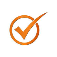 Orange Check Mark Circle Icon Isolated on Transparent Background, Approved Verification Tick Symbol PNG © dipankar