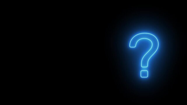 Neon question mark. Neon sign in the shape of a question mark. on alpha transparent background