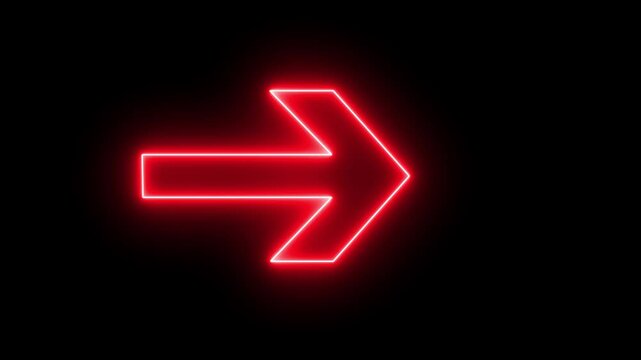 blue color arrow points to the right. Flashing neon icon to the right arrow. on alpha transparent background