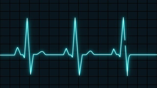 Sky Blue color EKG heart line monitor. Emergency EKG monitoring. pulse line. ECG heartbeat monitor. Motion graphics of Electrocardiogram Medical