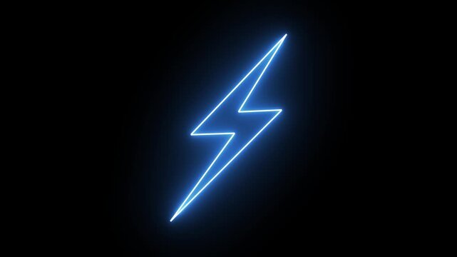 neon sign of lightning bolt. Concept of lightning, thunder electricity. on alpha transparent background