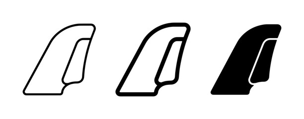 Airplane Tail Fin Icons: Outline, Line Art, Solid Black Vector Set © Hamida