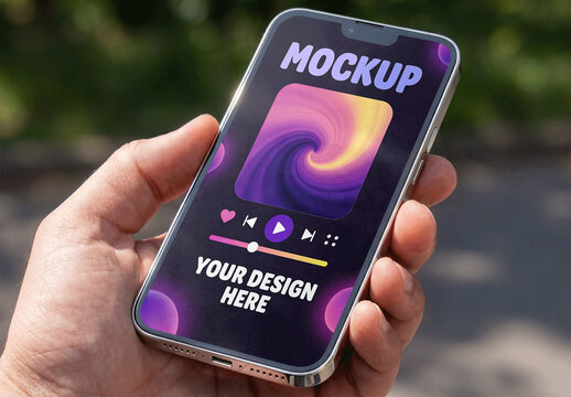 Smartphone Hand Outdoor Mockup