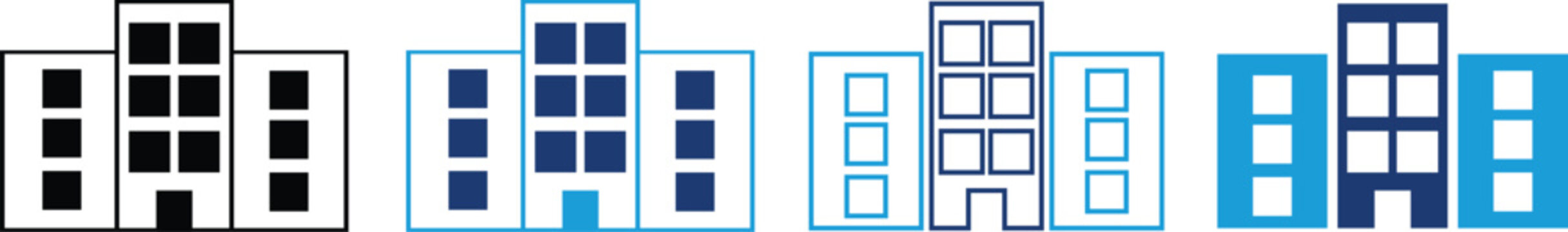 Office Building Icon Vector Set for Corporate Business Real Estate