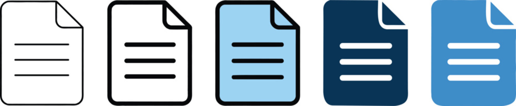 Document File Icon Vector Set for Text Paper Report and UI Interface