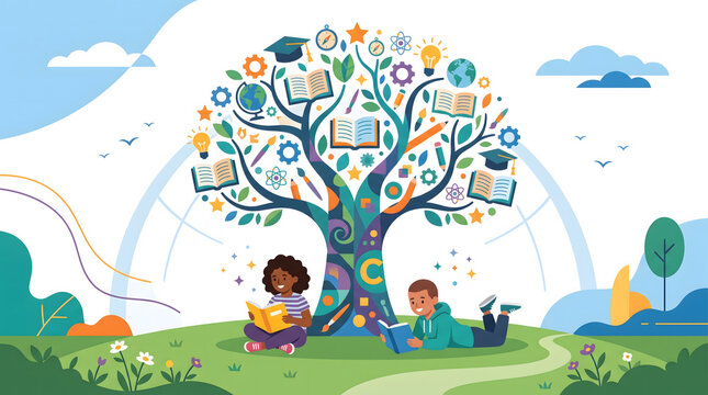 International Literacy Day Banner Design with Open Book, Light Bulb Idea Concept, Education Awareness Vector Illustration Background