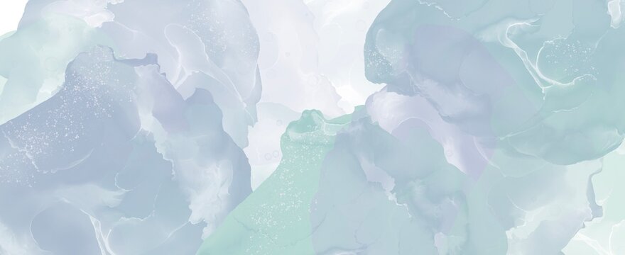 Luxury Blue Alcohol Ink Abstract Background with Soft Marble Texture