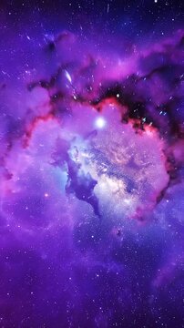 Vibrant Purple and Blue Nebula with Swirling Cosmic Dust and Distant Stars &ndash; Deep Space Galaxy Background