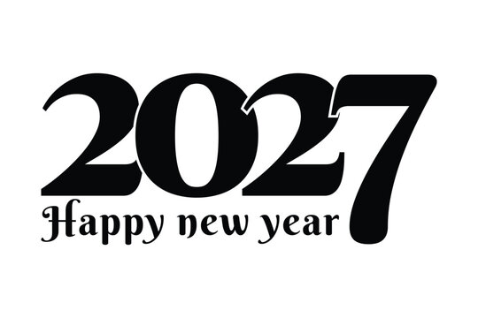 Happy New Year 2027 Typography Vector Design on White Background, 2027 Happy New Year Greeting Card