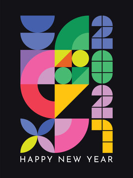 Modern Geometric Happy New Year 2027 Greeting Card Vector Illustration
