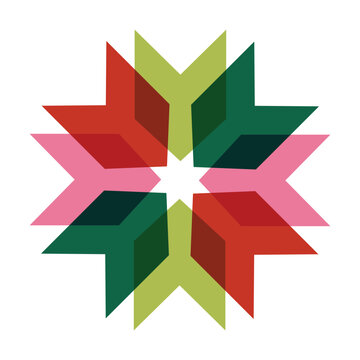 Colorful Geometric Christmas Star Ornament Vector Illustration on White Background