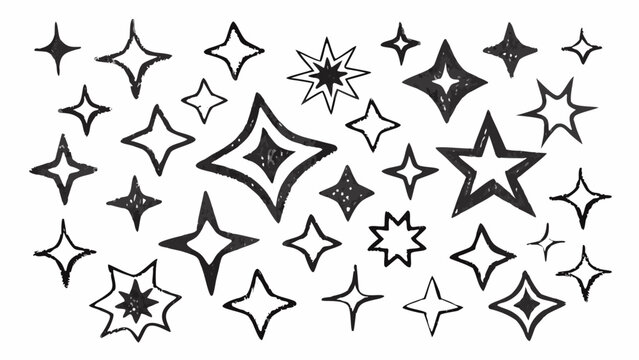 Hand Drawn Stars Pattern With A Grunge Ink Style On A White Background