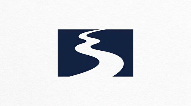 Abstract blue winding river path logo icon.