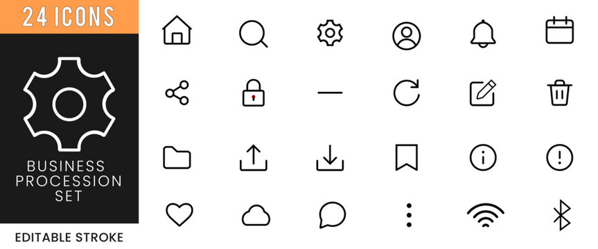 Set of Vector Music and Communication Icons with Musical Instruments Notes Keys Arrows Mail Phone Web Symbols and Business Interface Elements Collection