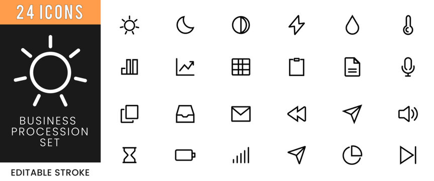 Set of Vector Music and Communication Icons with Musical Instruments Notes Keys Arrows Mail Phone Web Symbols and Business Interface Elements Collection