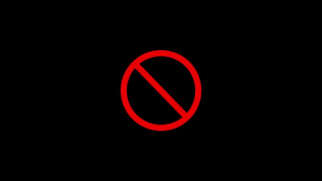 4K Background Stop sign red icon. warning or no entry forbidden circle and line symbol. 4k video.