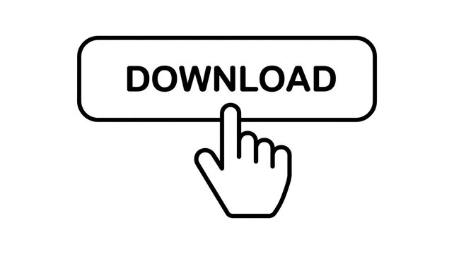 Hand cursor clicking download button icon
