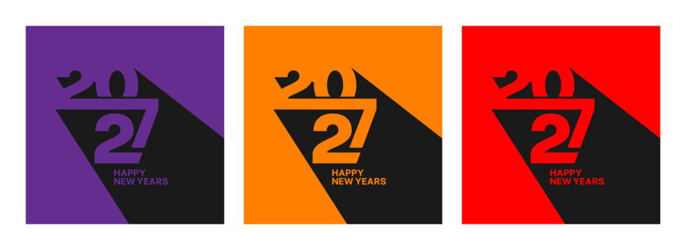 Happy new year 2027 colorful minimal typography poster banner design, vector illustration