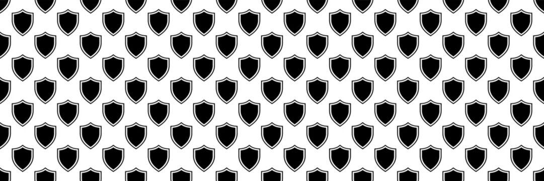 horizontal seamless black shield on white for pattern and background.
