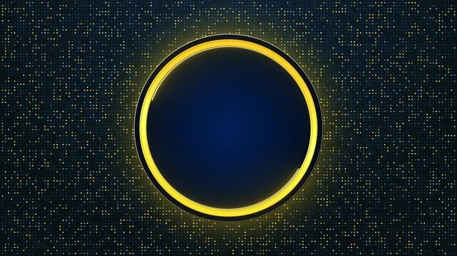 Luxury golden circle frame visual dark center, ring border, and dotted particle matrix. Perfect for premium logo animation, ceremony titles, corporate videos, product reveals, and overlays.