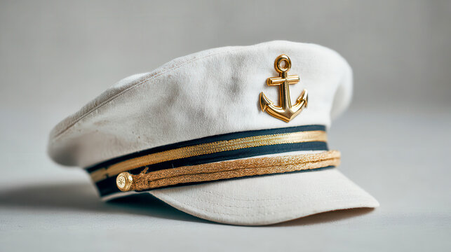 Sailor cap placed on a table with a simple background