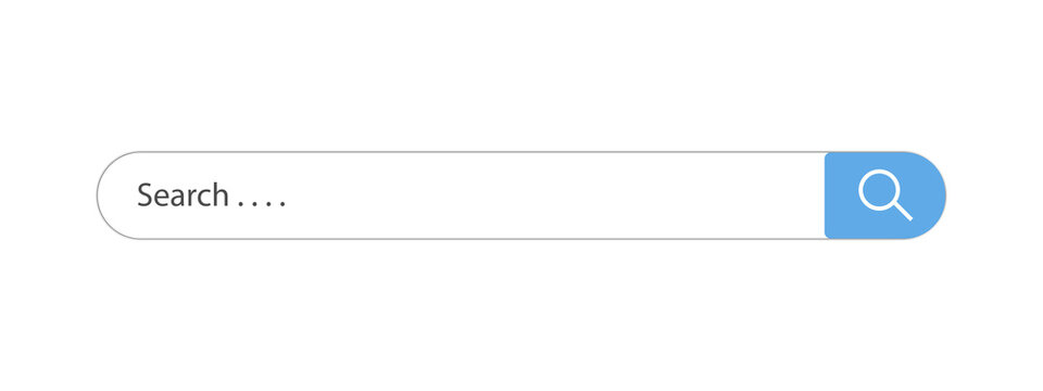 Search bar interface with blue magnifying glass icon for website and mobile application design