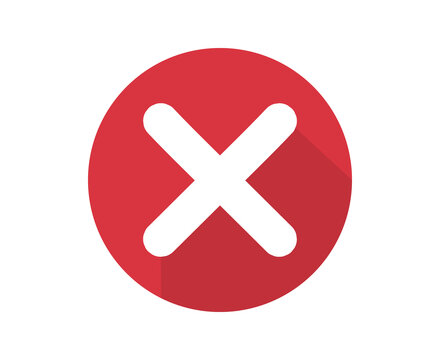 Red circle icon with a white cross mark symbol for user interface design