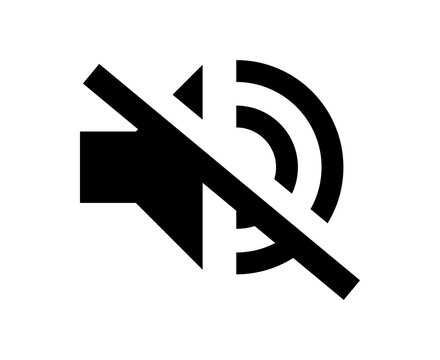 Black mute sound icon with a speaker and a diagonal line across it