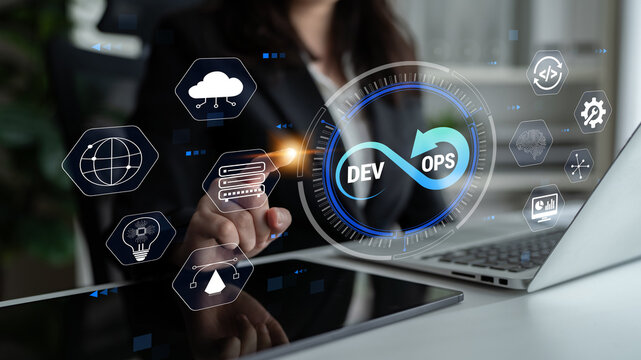 Modern DevOps Workflow with Technology Icons and Digital Interface in Office Environment Showing Continuous Integration and Deployment Concepts Quark.