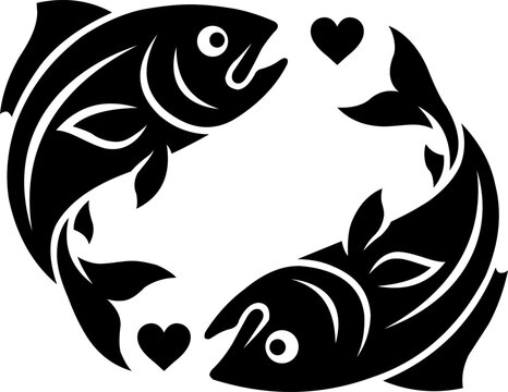 Couple Salmon Fish Vector Graphic for Crafts and Romantic Themed Designs
