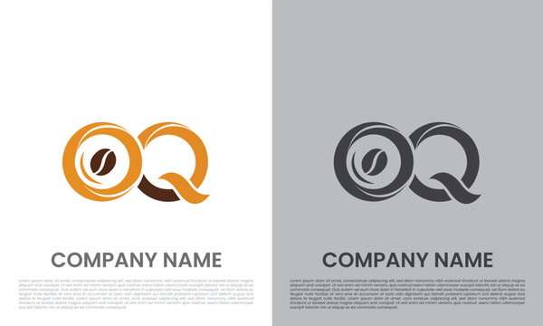 OQ QO Letter Coffee Bean Logo Design Vector &ndash; Modern Cafe Restaurant Business Identity Template