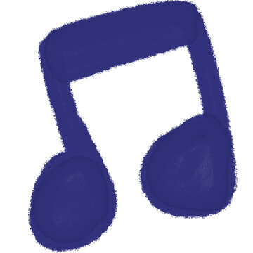 Hand Drawn Blue Three Eighth Notes Doodle Icon Isolated on White Background blue music note