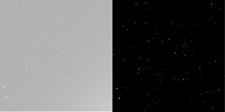 Luxury golden glitter flakes mixed with glowing dust and floating sparkling metallic particles