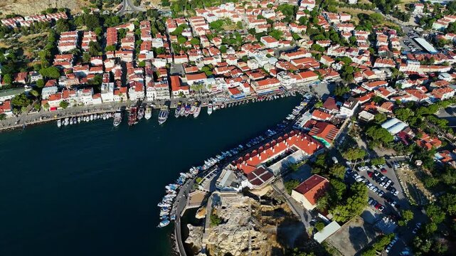 Aerial View of Eski Foca Coastal Town in Izmir Turkey