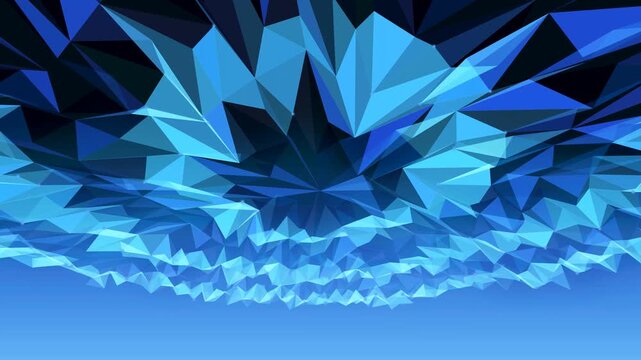 Corporate Blue Digital Abstract Background Featuring Low Poly Geometric Crystal Fragments